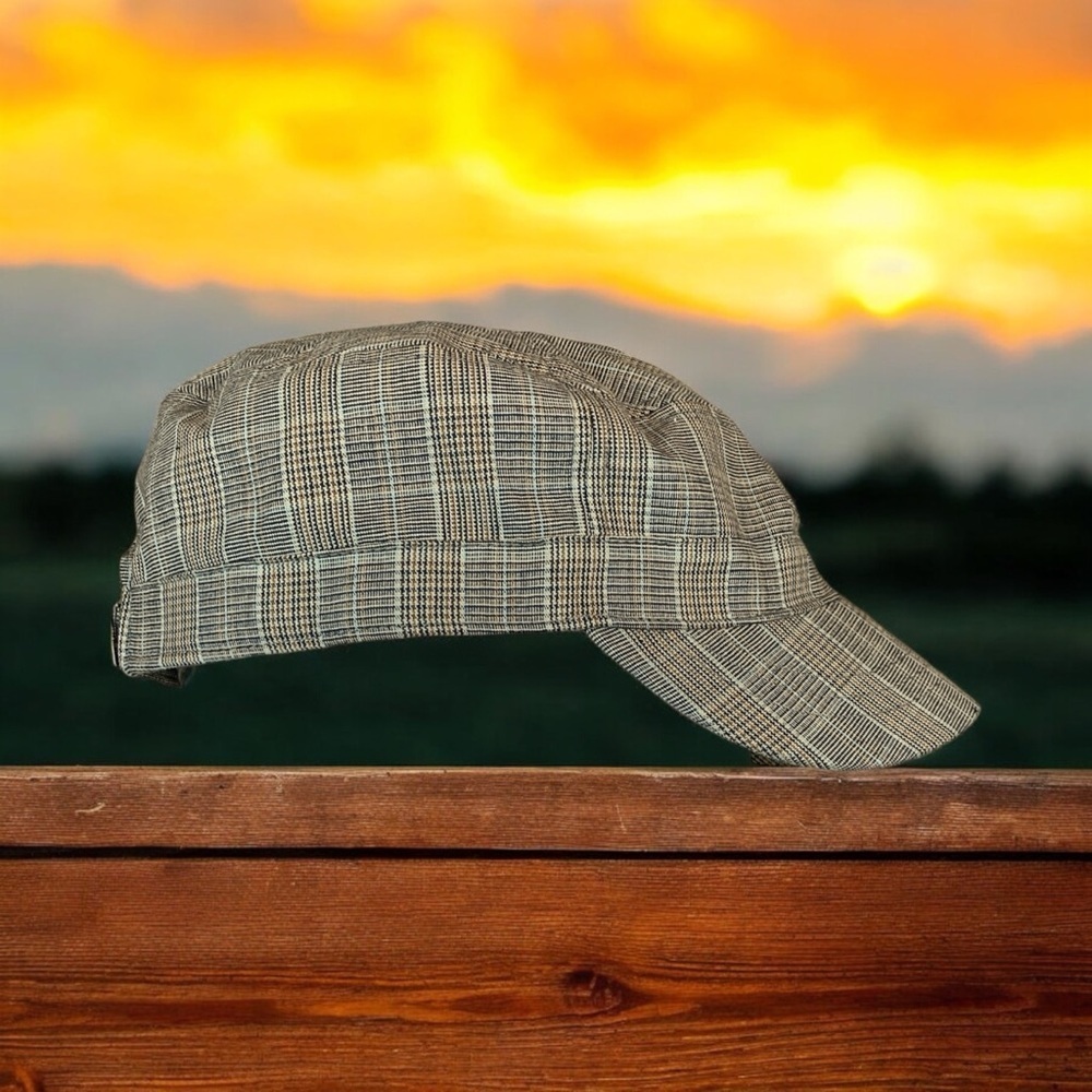 Santiago Hat Co 100% Cotton Beige Plaid Brim Hat Adjustable One Size Fits Most - Picture 4 of 6